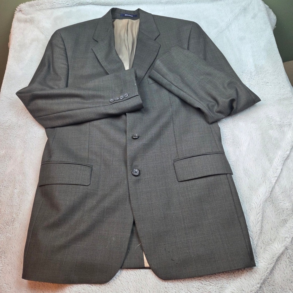 Today's Man Wool Cashmere Suit Mens 42R 3-Button Blazer Trousers Charcoal Gray